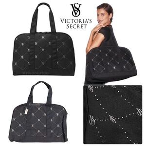 VS Bling Rhinestone Quilted Logo Duffel Tote Bag NEW WITH TAGS